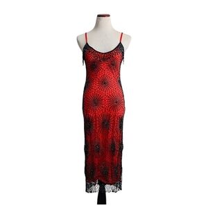 Vintage Beaded Silk Spiderweb Dress